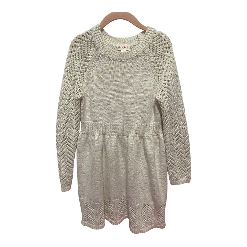 Cat & Jack Long Sleeve Cozy Knit Tan dress. Size 5T.  Good condition.